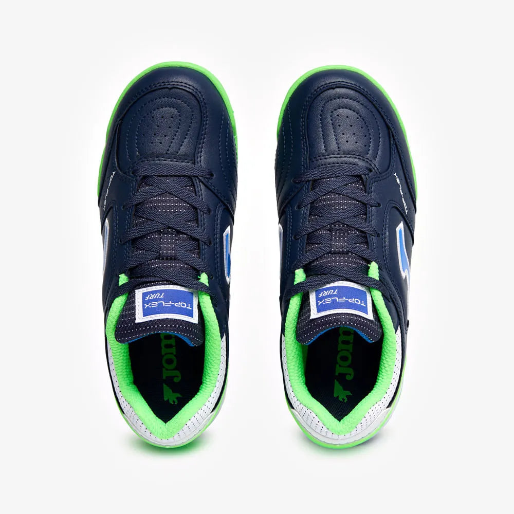 Chuteira de Society Joma Top Flex Infantil Azul Marinho e Verde