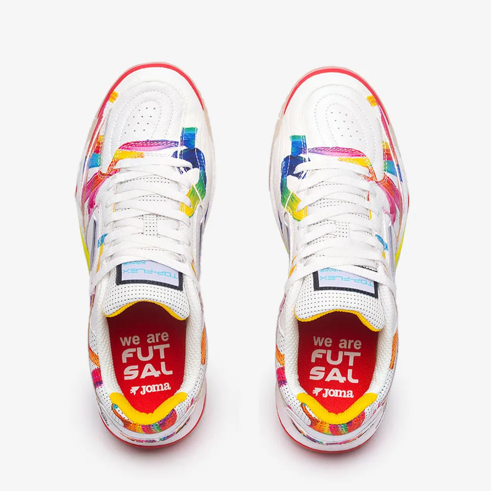 Chuteira de Futsal Joma Top Flex Plus Graffiti Masculina Branco